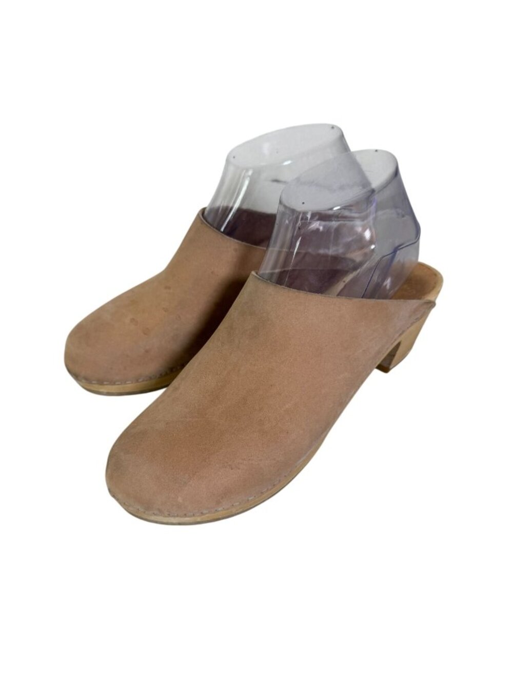 BRYR Tan Leather Classic Worker Clogs Wooden Soles 37 US sz 7 Mule Shoes Heeled - Picture 16 of 16